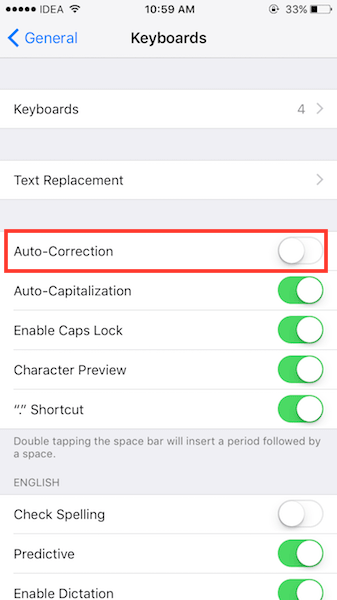 Desative a correção automática no iPhone ou iPad