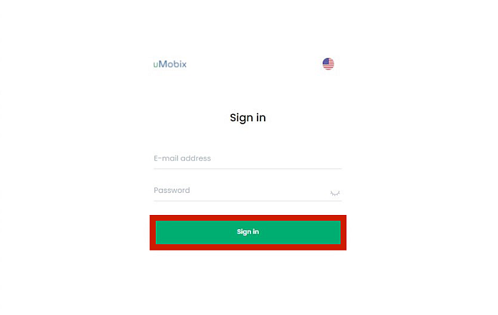 صفحة تسجيل الدخول إلى Umobix
