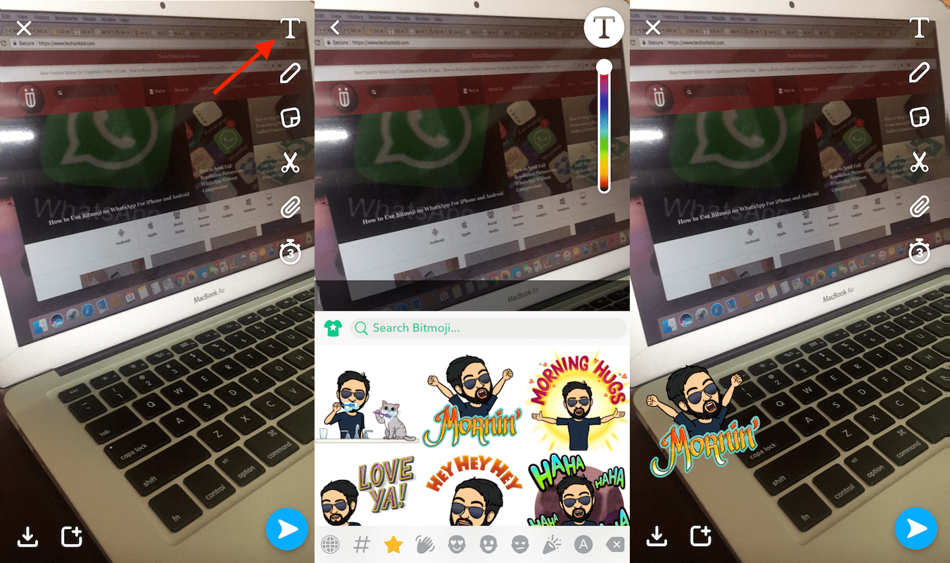 SnapchatでBitmojiを使用する