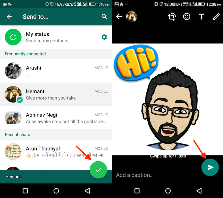 Használja a Bitmoji-t a WhatsApp-on