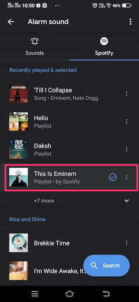 Använd Spotify Playlist som larm