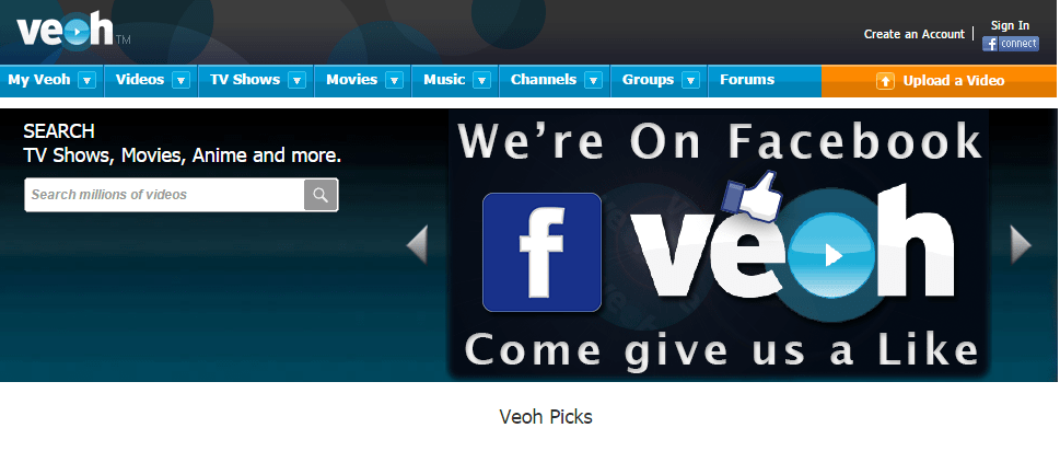 Veoh - Meilleurs sites de partage de vidéos