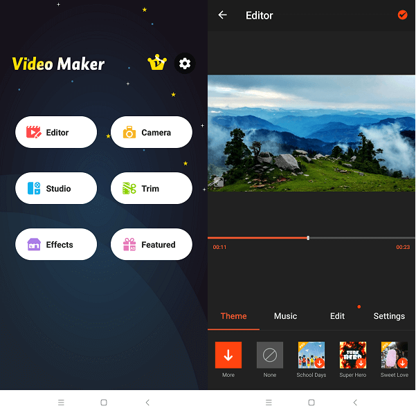 Video Maker of Photos με πρόγραμμα επεξεργασίας μουσικής και βίντεο