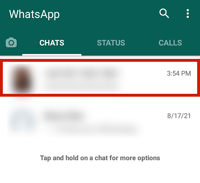 Whatsapp z podświetlonym czatem