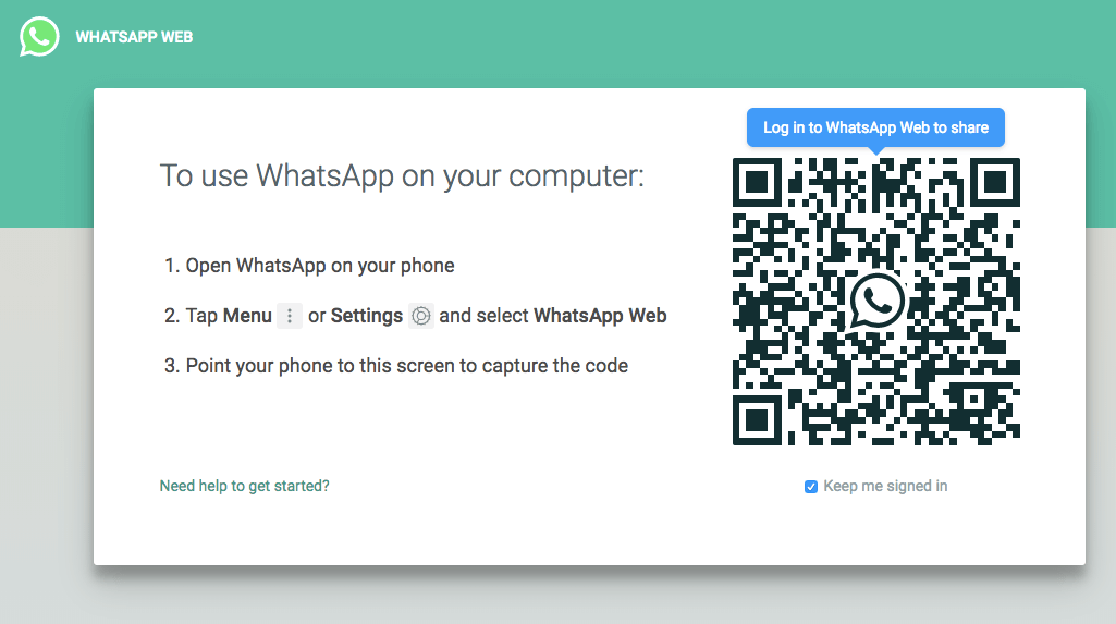 WhatsApp webblogga in