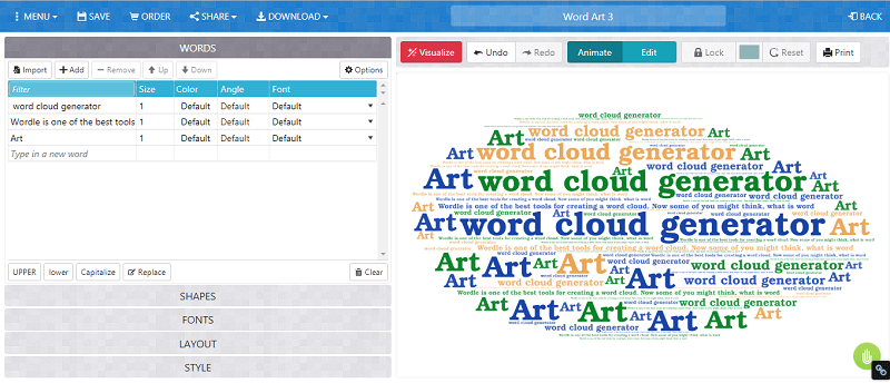 WordArt Nuvem de palavras