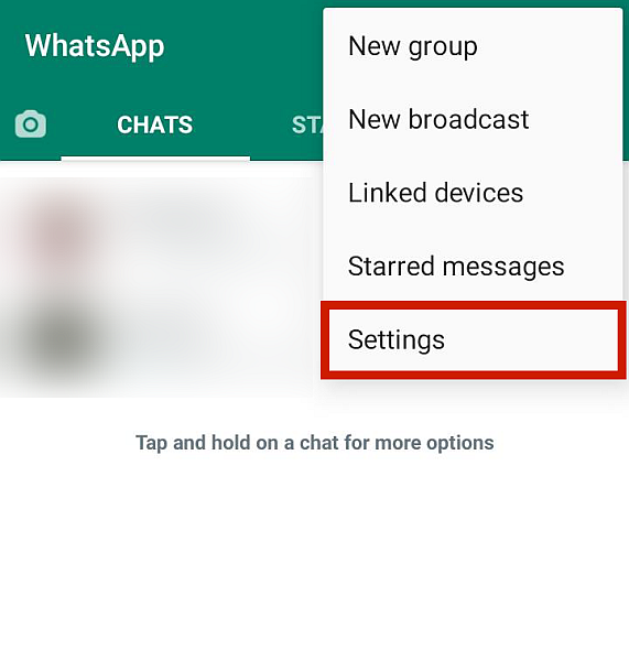 Whatsapp-asetuksiin pääsy