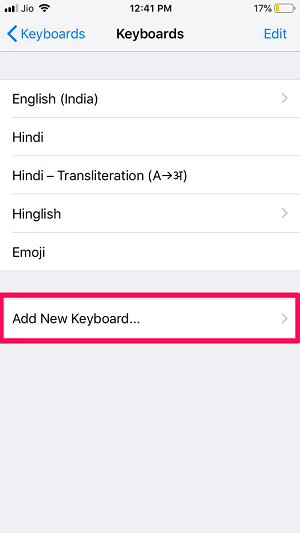 añadir nueva opción de teclado