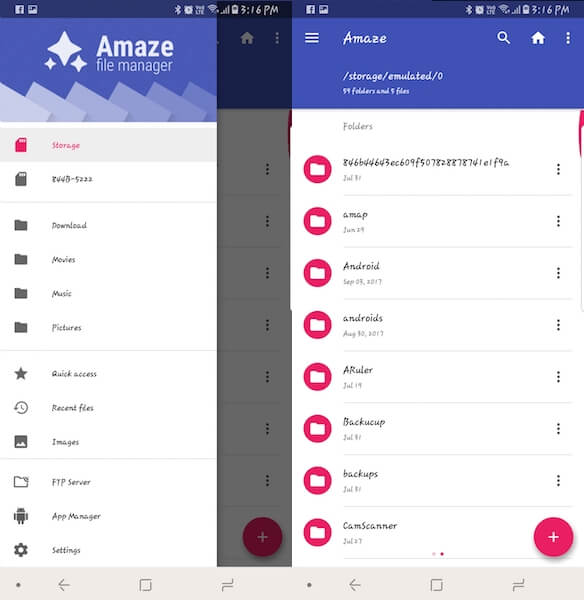 amaze filbehandler for Android