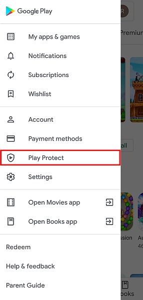 Cliquez sur Play Protect