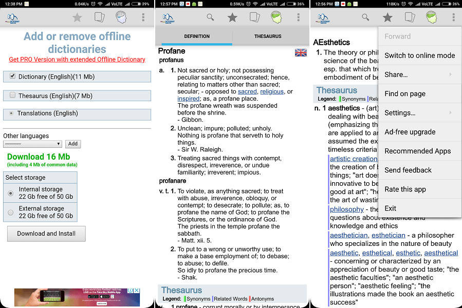 beste ordbok for Android uten internett Av TheFreeDictionary.com