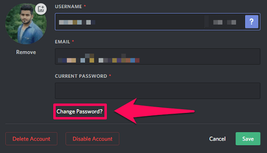 ändra discord lösenord