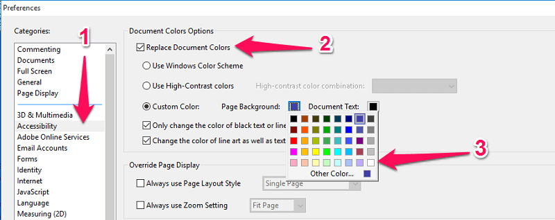 cambia il colore di sfondo del pdf in bianco