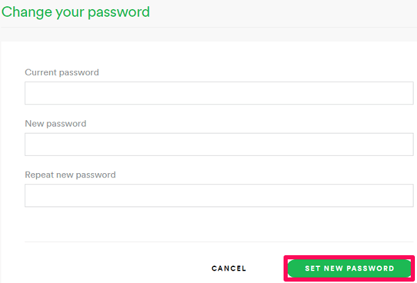 changer le mot de passe spotify