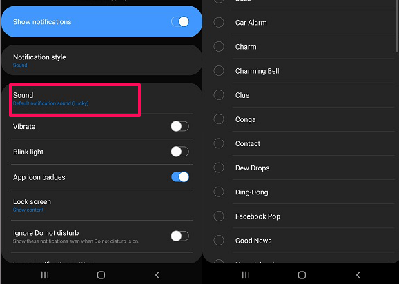 modifier les notifications sonores par défaut pour les applications sous Android