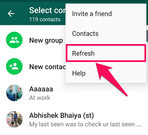 Uppdatera WhatsApp-kontakter