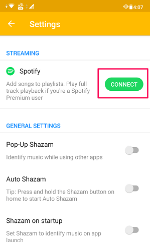 ربط shazam إلى Spotify