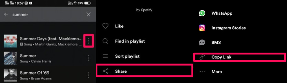 从 Spotify 复制歌曲链接