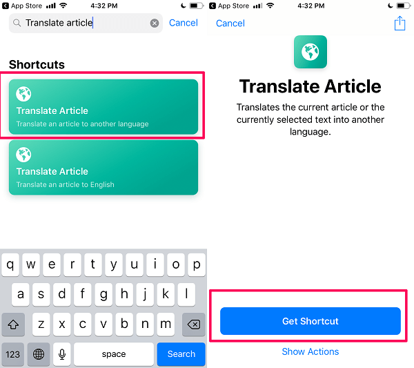 translate shortcut