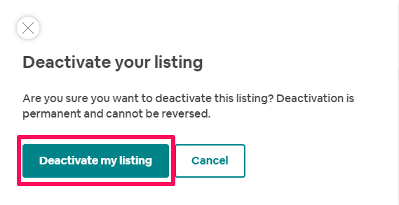 حذف القائمة على Airbnb