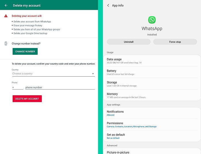 Excluindo a conta do whatsapp vs desinstalando a conta do whatsapp