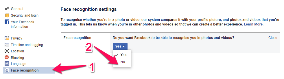 deshabilitar el etiquetado automático en facebook