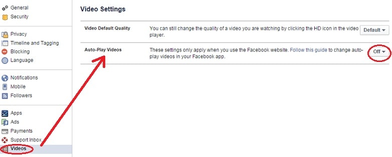 désactiver les vidéos en lecture automatique sur Facebook