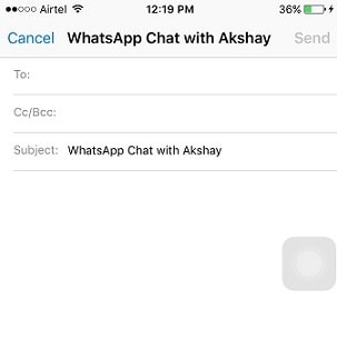 Historial de chats de correo electrónico de WhatsApp en iPhone