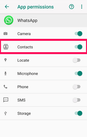 tillåt WhatsApp att komma åt kontakter på Android