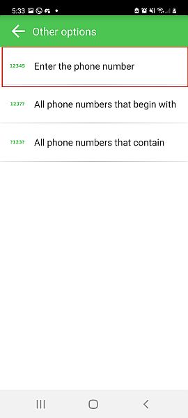 Other options in creating new entry in blacklist for call blocker app with the enter the phone number option highlighted