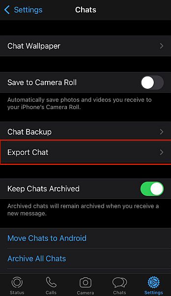 Configuración de chat de Whatsapp en iPhone