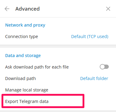 volledige telegramgegevens exporteren