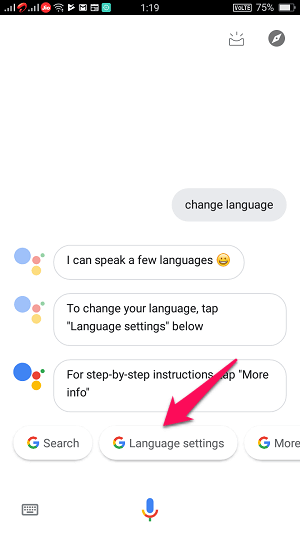 språkinnstillinger for Google Assistant