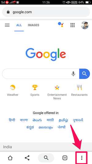 google chrome-menuen
