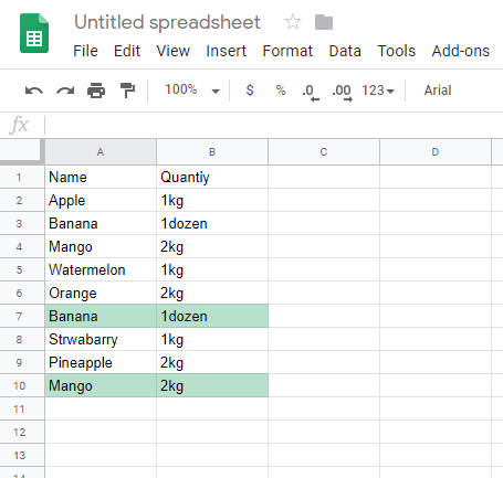 markeer dubbele rijen in Google Spreadsheets