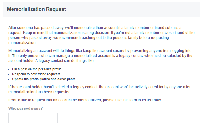 hvordan nogen kan få adgang til Facebook-konto, når personen er død