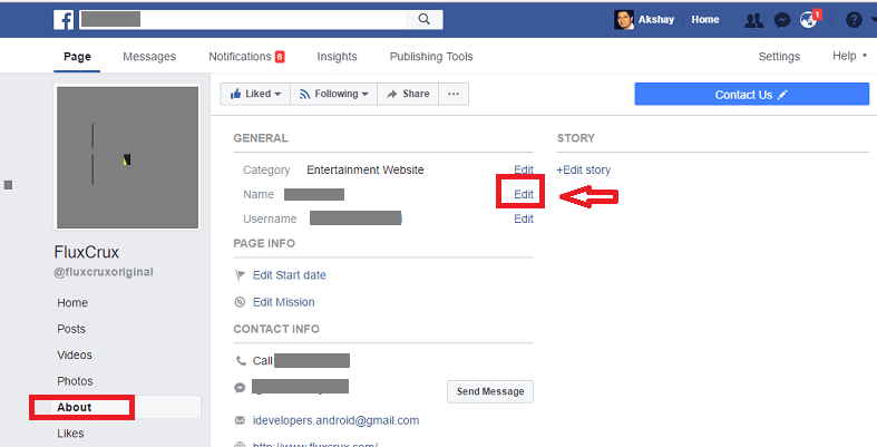 как изменить имя страницы в фейсбуке - редактировать