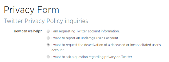 hogyan lehet bezárni egy személy Twitter fiókját, miután elhunyt - kérés a Twitterhez