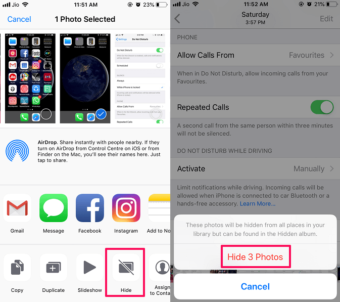 hur man döljer foton i iOS-enheter