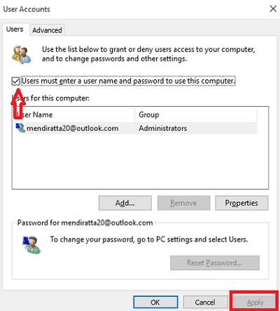 كيفية إزالة كلمة مرور sigin في شاشة قفل Windows PC- اسم المستخدم
