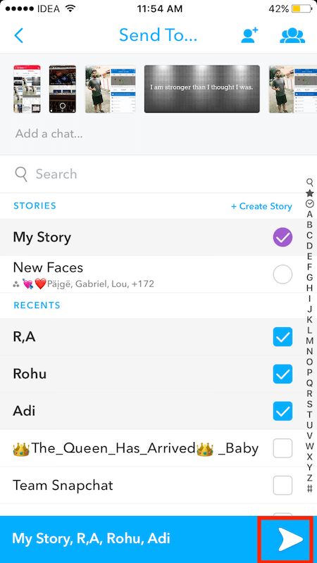 hvordan man sender flere snaps på én gang på Snapchat