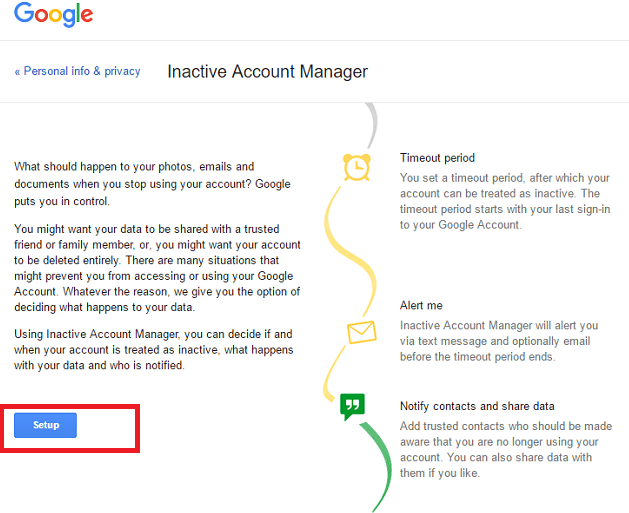 hur man ställer in Google Inactive Account Manager