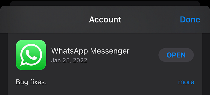 Whatsapp Messenger, kuten Applen sovelluskaupassa