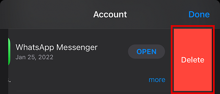Excluindo o WhatsApp Messenger na App Store