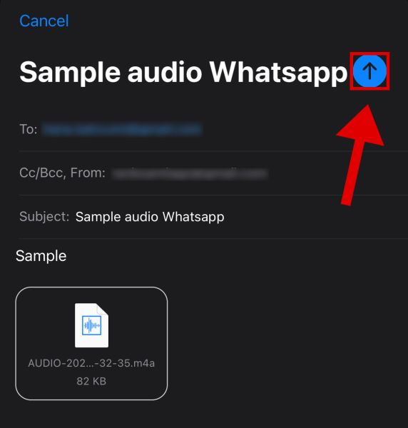 Sending whatsapp audio file via e-mail