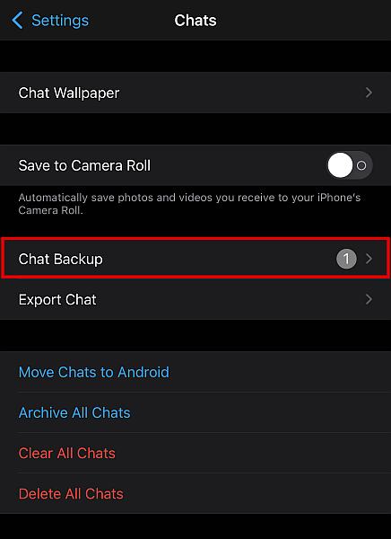 Impostazioni della chat di Whatsapp