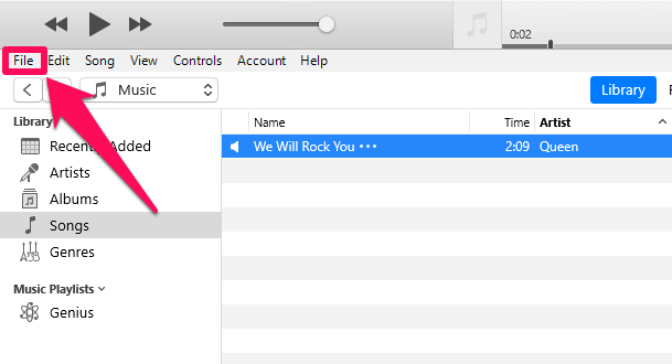 iTunes-Dateioption