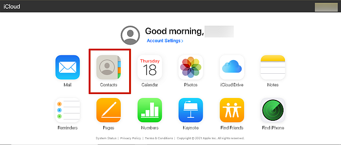 iCloud-Startbildschirm