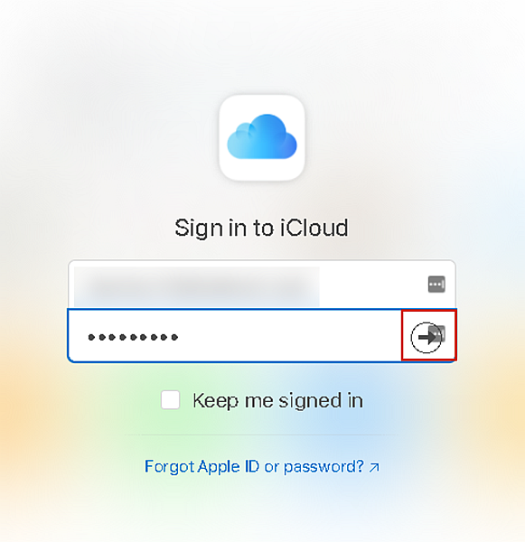 iCloudサインイン画面