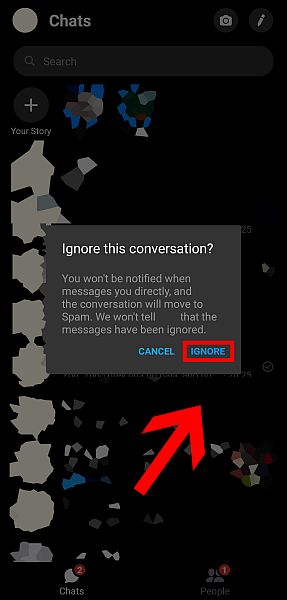 Confirmation to ignore conversation